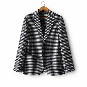 CIRCOLO 1901 Black White Check Blazer Italian Knit Jacket Gingham Stretch Tailor